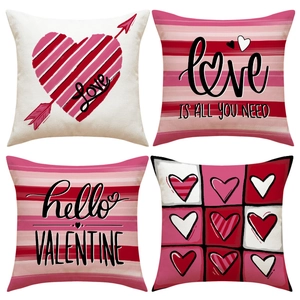 Valentinstag Herz Kissenhülle Leinenmischung Quadratische Kissenbezug Liebe Druck Für Sofa Heimdekoration Romantisch