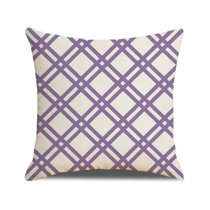 Fodera per cuscino quadrata in cotone e lino con motivo geometrico a rombi viola