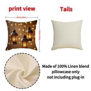Golden oil lamp printed linen blend pillowcase 18x18 inch for Middle East home decor