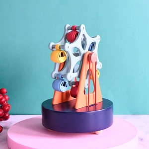 Mechanical colorful ferris wheel music box with vintage style and moving cabins