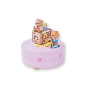 Carillon meccanico in legno camion dei gelati con gatti per regalo di compleanno