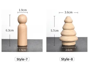 Detailed dimensions for DIY wooden peg doll and pine tree craft ornaments