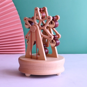 Handcrafted wooden ferris wheel music box as a creative vintage home decoration gift