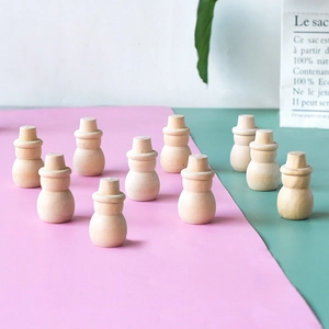 Set of 10 unfinished natural wood snowman figurines for DIY painting and Nordic crafts