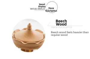 Detail of polished beech wood music box showing smooth texture and natural grain