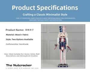 Detail of 38cm wooden nutcracker with American flag pattern and blue star base