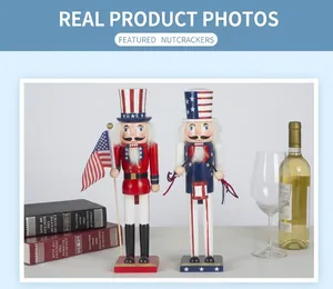 Detailed pair of American flag nutcrackers with drum and flag for Christmas decor