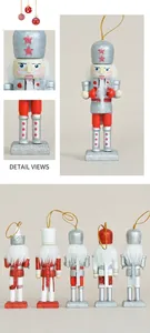 Detail of 13cm glitter Nutcracker soldiers with gold hanging cords for Christmas decor
