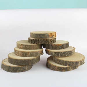 Lot de 10 rondelles de bois naturel de 7cm avec écorce pour bricolage et déco rustique