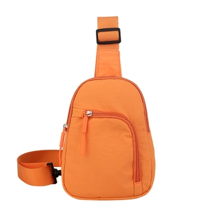Minimalist bright orange nylon crossbody bag with adjustable strap for outdoor sports