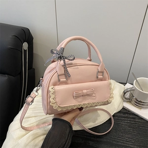Damen Ballett-Stil PU Leder Handtasche Süße Schleife Spitze Mini Umhängetasche Vielseitige Henkeltasche Schultertasche