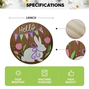 Detail of 14-inch bunny placemat showing linen texture and fade resistant material