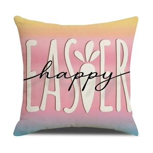 Cuscino decorativo pasquale con sfondo sfumato colorato e scritta Happy Easter