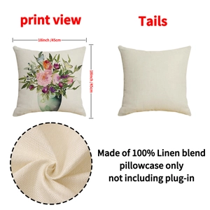 Blumen-Kissenbezug aus Leinen 45x45 cm mit Vorderseite und Stoffdetails im Fokus