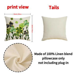 Saint Patrick's Day 18x18 inch green clover linen pillowcase with check patterns