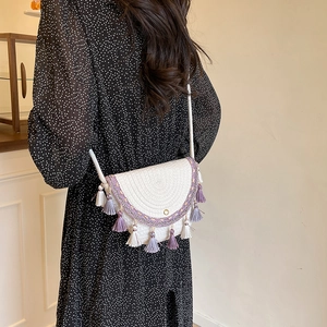 Sac bandoulière bohème tissé pour femme avec glands et broderies ethniques