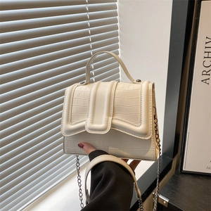 Fashion Korean Crocodile Pattern PU Leather Crossbody Bag For Women Luxury Metal Chain Small Square Flap Handbag Daily Bag