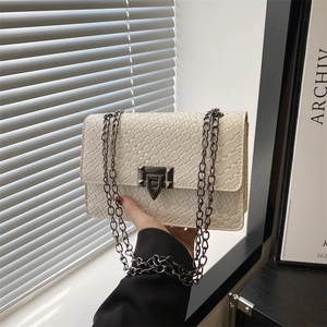 Fashion Woven Texture Women's Small Square Bag Elegant Chain Stone Pattern Crossbody Shoulder Bag For Everyday Use
