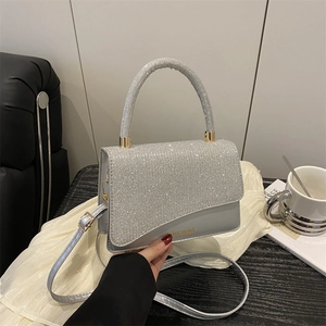 Women Fashion Sequins Crossbody Bag Synthetic Leather Handbag Glitter Shoulder Bag Small Square Bag Minimalist Commuter Bag