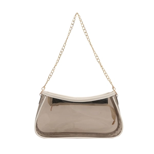 Grand sac à épaule transparent en PVC avec chaîne dorée et pochette interne