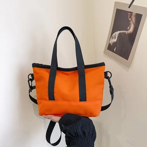 Women's Mini Nylon Tote Bag Crossbody Handbag With Adjustable Contrast Webbing Strap Zipper Closure Small Commuter Bag