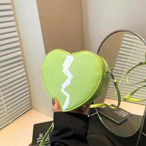 Women's Fashion Heart Shaped Crossbody Bag Stylish PU Leather Lightning Pattern Shoulder Bag Small Cell Phone Bag For Daily