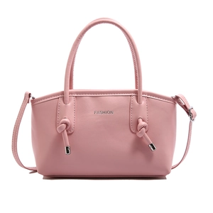 Sac fourre-tout rose en similicuir avec logo FASHION et détails noués en métal argenté