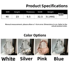 Detailed size specifications for the large shoulder bag with stylish bow decoration