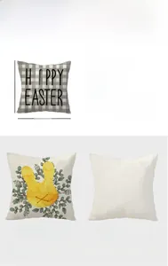 Detailed size chart for Easter bunny linen pillowcase with Happy Easter digital print