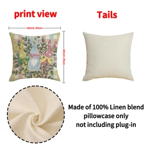 Easter egg rabbit print cushion cover 18x18 inch linen blend decorative pillowcase