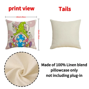 Easter gnome pillow cover in linen blend, featuring colorful eggs and daisy motifs