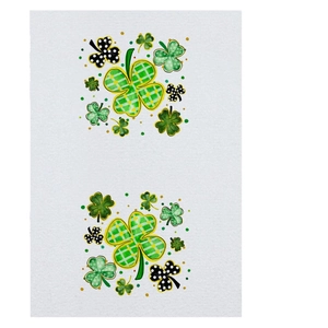 Microfiber St. Patrick's Day kitchen towel with lucky clover and green plaid patterns