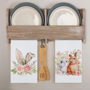 Easter Kitchen Towels Absorbent Polyester Dish Cloths Bunny Floral Printed Tea Towels For Kitchen Table Spring Holiday Decor