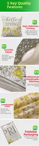 Detail showing invisible zipper and high-definition floral print on the linen pillowcase