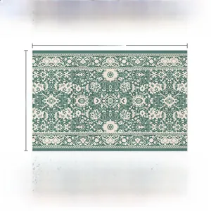 Detail of 45x30cm bohemian linen placemat showing colorfast vintage floral pattern