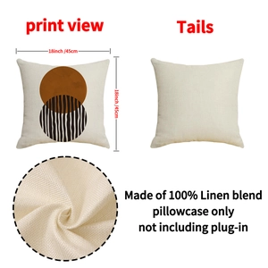 Modern abstract geometric linen blend square pillowcase 18x18 inch with olive leaf pattern