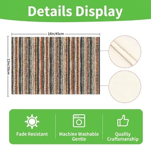 Ethnic bohemian linen placemat with geometric print patterns and heat insulation design