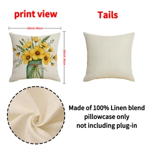 Sunflower pattern 18x18 inch linen blend pillow cover for sofa home decor