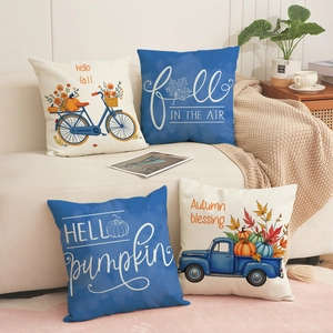 Autumn Pumpkin Truck Throw Pillow Covers Linen Blend Decorative Cushion Case For Sofa Couch Modern Farmhouse Home Decor
