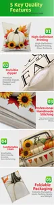 Detail of fall harvest pillow cover featuring linen texture and high-quality hidden zipper