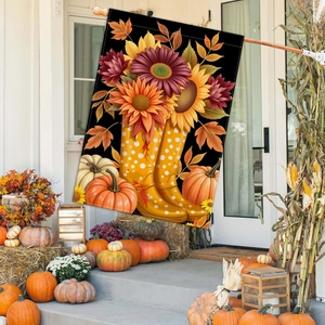 Autumn Harvest Garden Flag Double Sided Polyester Fall Decoration Yard Outdoor Thanksgiving Pumpkin Sunflower Pattern