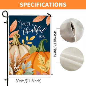 Bandiera da giardino autunnale con zucca e supporto in metallo, misura 45x30cm