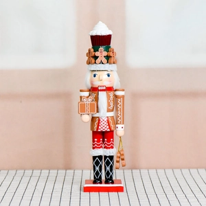 Holz Nussknacker Soldat Figur 35CM Weihnachtsdeko Lebkuchenmann Thema Cupcake Hut Geschenkbox Bemaltes Tischornament