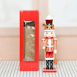35cm Lebkuchen-Nussknacker-Puppe mit roter Geschenkbox für Weihnachtsdekoration