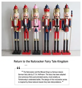 Set of 6 classic hand-painted 120cm wooden nutcracker soldiers for festive home decoration