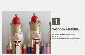 Detailed view of hand-painted wood textures on a 120cm Nutcracker holiday ornament