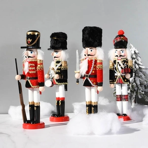 Set di 4 soldatini schiaccianoci in legno da 30 cm per decorazioni natalizie