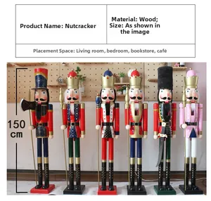 Détails des casse-noisettes géants de 150cm en bois peint pour décorations de Noël