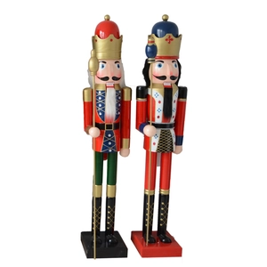 Soldats casse-noisette classiques en bois de 150cm en uniformes rouges pour Noël