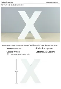 Macro detail of a 10cm white MDF letter X ornament for home wall decor